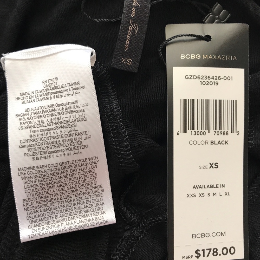 SOLD!BCBGMaxAzria Twist-Front Knit Black Dress, XS - Picture 5 of 7